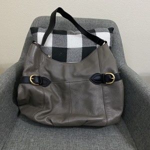 Naturalizer Womens Shoulder Bag Leather Floral Fabric Lining Gray